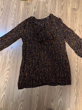 J Crew Scarf-Neck Shift Dress in Leopard Print Size Large